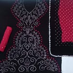 Bandhani Material Black and Red Colour